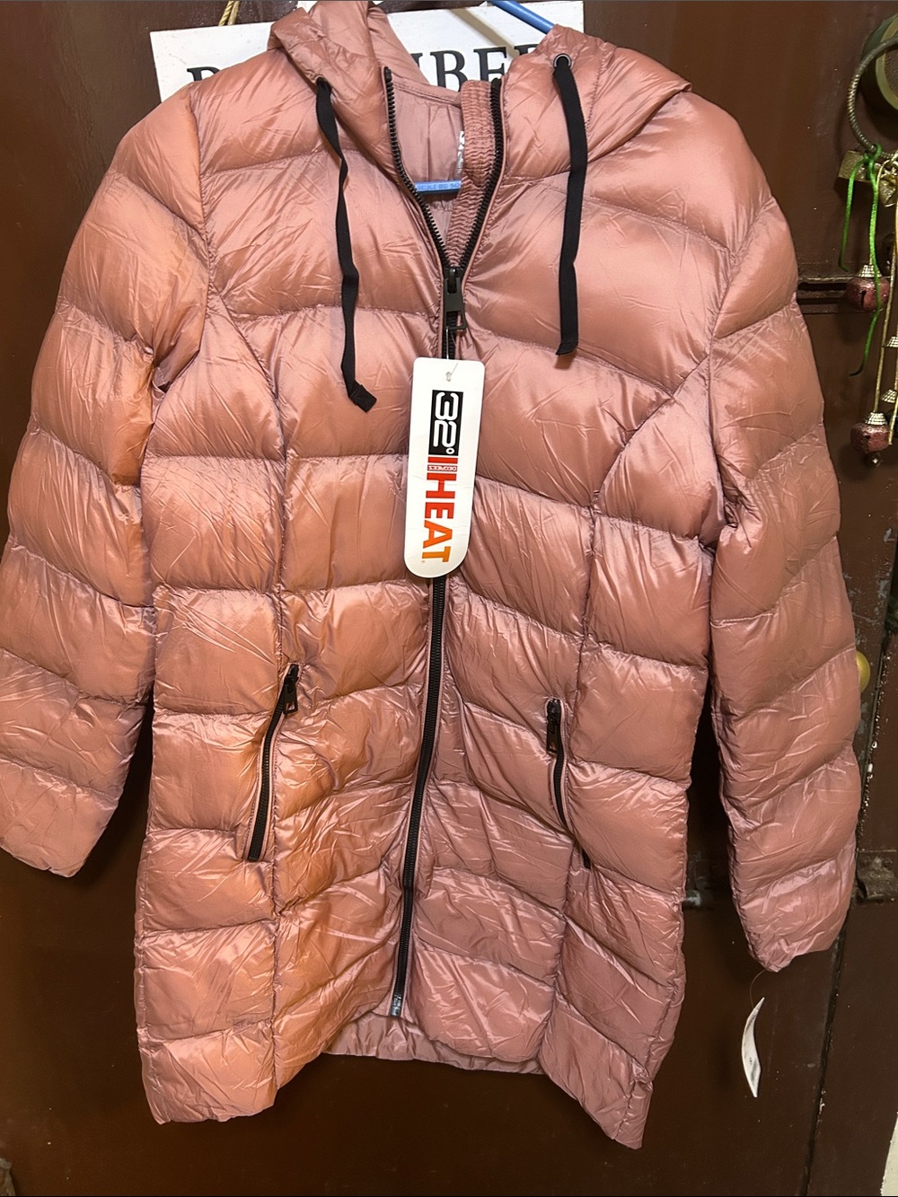 32 Degrees Quilted Hooded Puffer Jacket in Rose